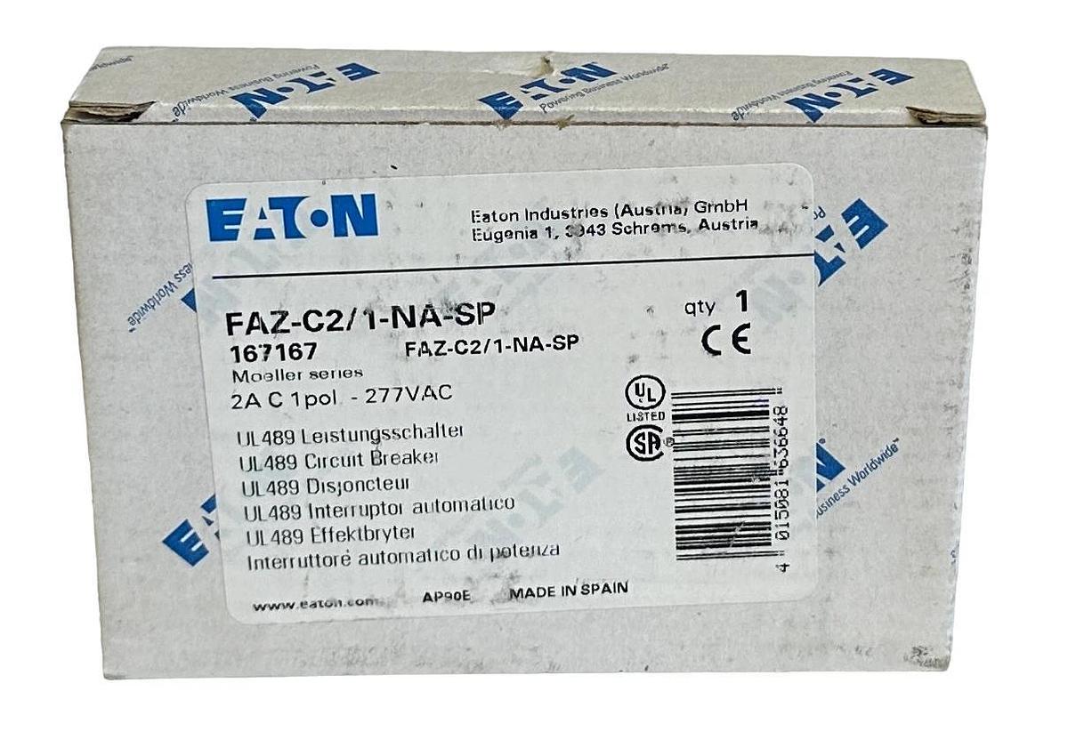 NEW EATON FAZ-C2/1-NA-SP / 167167 MOELLER SERIES 2A CIRCUIT BREAKER 1POL 277VAC