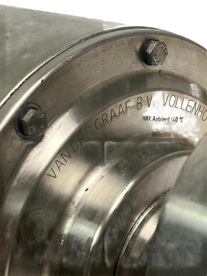 Used Van Der Graaf TM160A30-42NB RH Drum Motor | 480V 3PH 6.5" Dia Stainless Conveyor