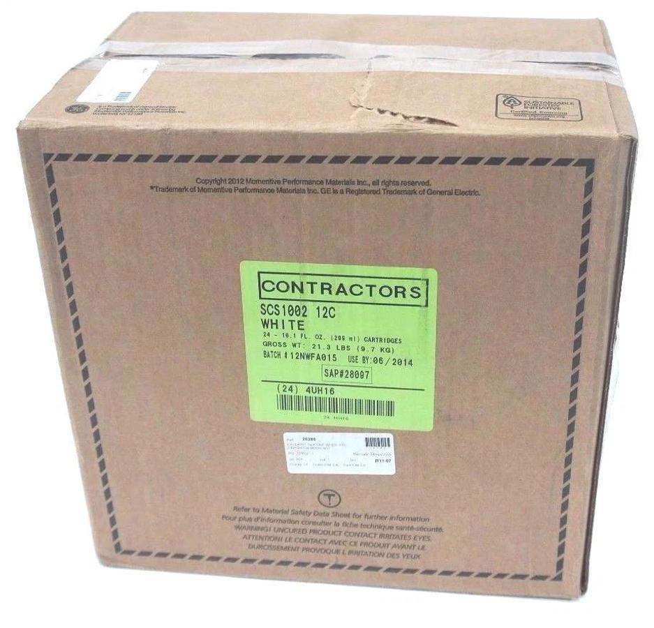 Used NEW GE SCS1000 CONTRACTORS SILICONE SEALANT WHITE, CASE OF 24, SCS1002 12C