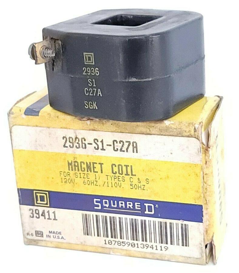 Used NIB SQUARE D 2936-S1-C27A MAGNET COIL 120V 60HZ 110V 50HZ 2936S1C27A