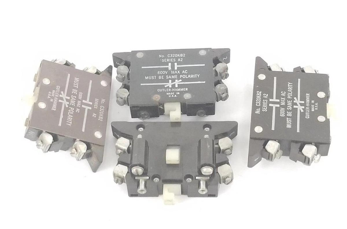 Used LOT OF 4 CUTLER HAMMER C320KB2 AUXILIARY CONTACTS SER. A2 600VAC