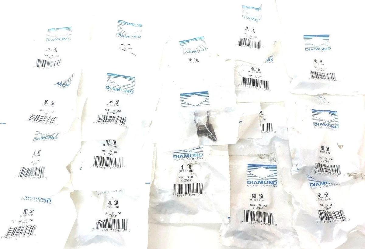 Used LOT OF 19 NEW DIAMOND CHAIN COMPANY NO. 50 OFFSET LINKS C-7550-P