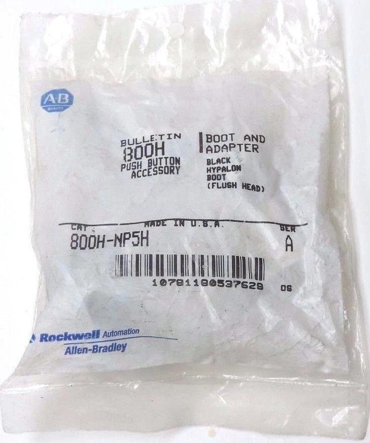 Used LOT OF 5 NEW ALLEN BRADLEY 800H-NP5H BOOTS AND ADAPTERS 800HNP5H, SER. A, BLACK