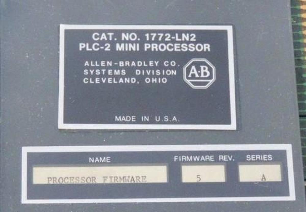 Used ALLEN BRADLEY 1772-LN2 SER. A, F/W REV. 5, PLC-2 MINI PROCESSOR, 1772LN2