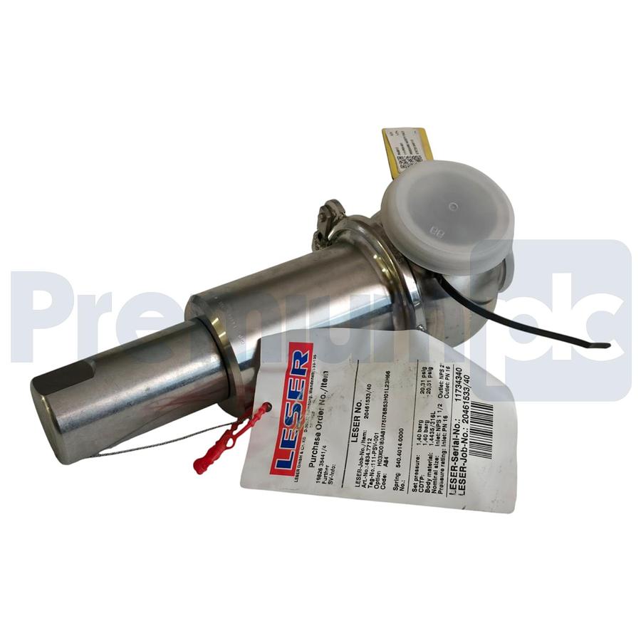 Used LESER 4834.7712 Type 483 Safety Relief Valve 1.5" x 2" NPS 316L/SS 20.3psi NSNP