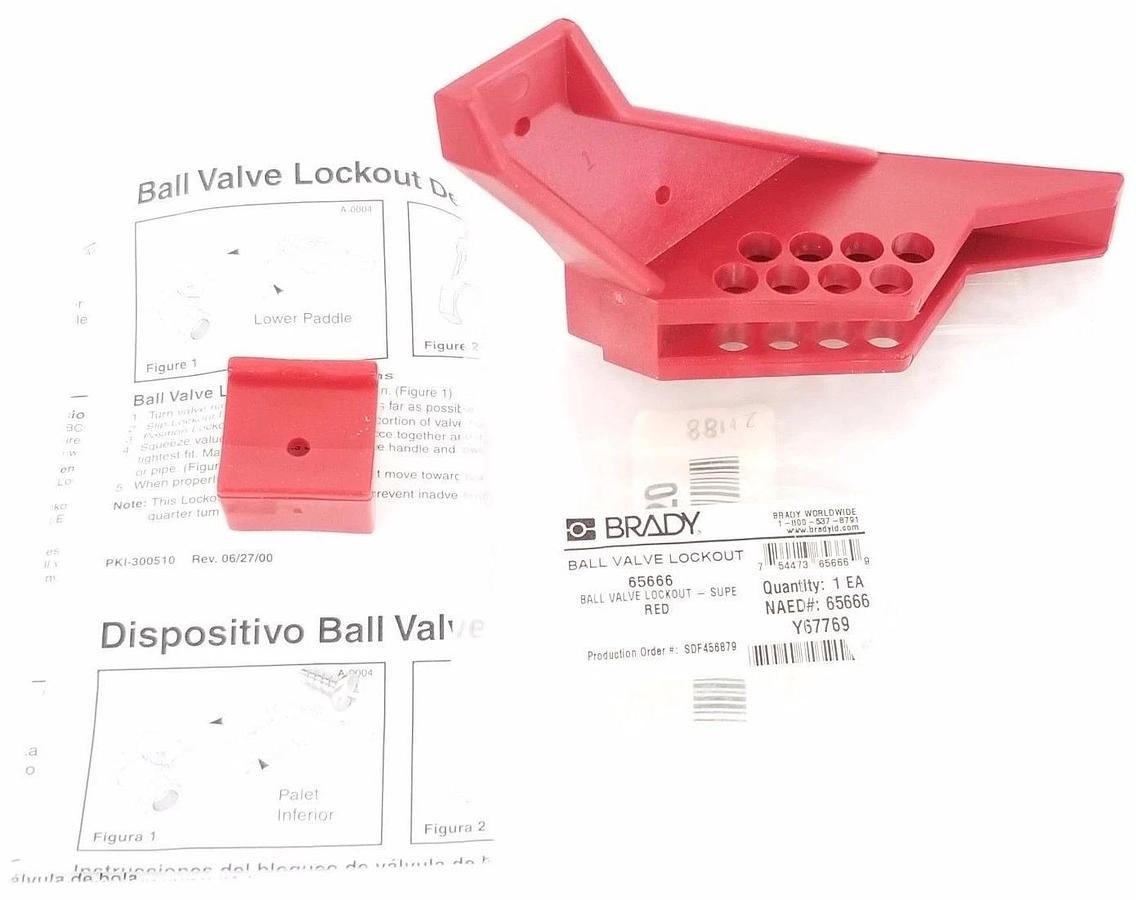 Used NEW BRADY 65666 BALL VALVE LOCKOUT RED