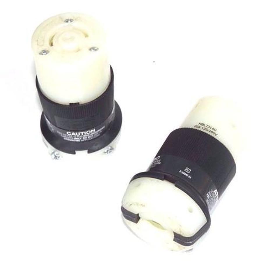 Used LOT OF 2 HUBBELL HBL2423 FEMALE TWIST-LOCK CONNECTORS 20A 250VAC