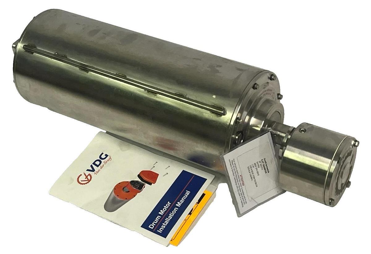 Van der Graaf TM160A30-410NB Drum Motor 6.27" x 16" 1HP 480V 54FPM New Surplus