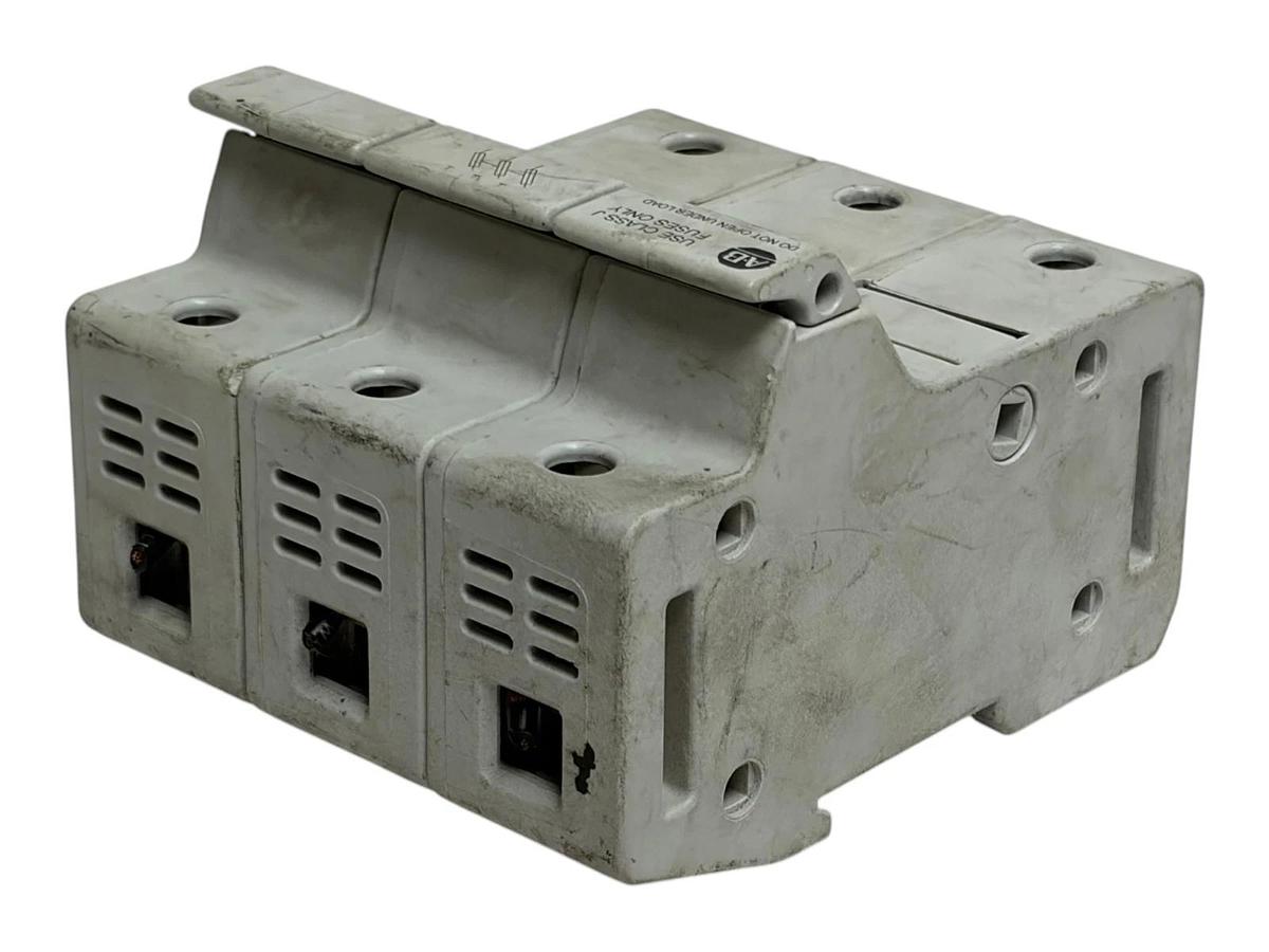 Used Allen-Bradley 1492-FB3J30 Class J Fuse Holder 3-Pole 30A 600V DIN Rail