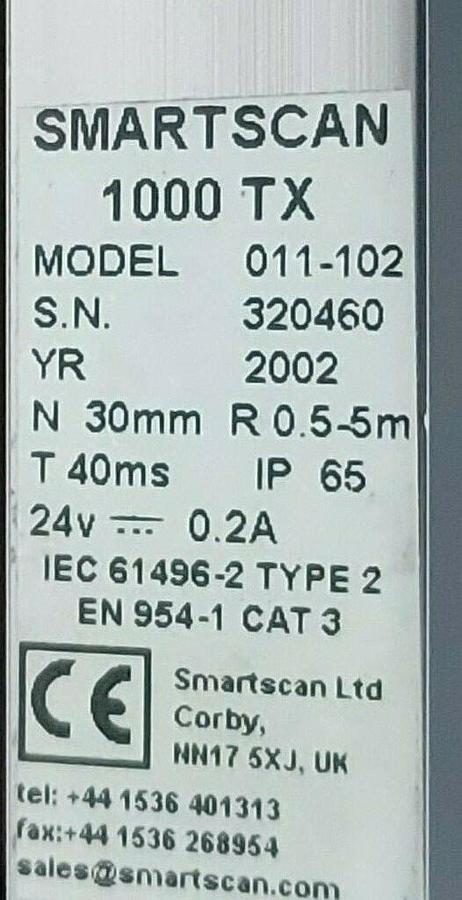 Used SMARTSCAN 011-102 TRANSMITTER 1000 TX MODEL 011-102 24V...0.2A