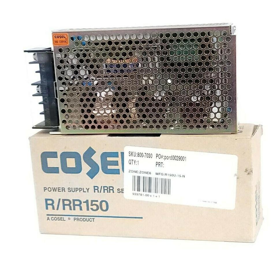 Used NIB COSEL R150U-15 POWER SUPPLY R/RR150 15V 10A R/RR SERIES