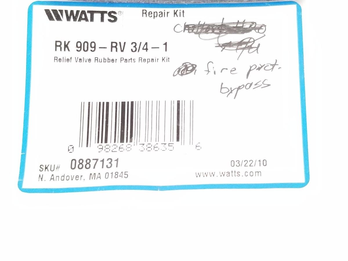 Used NEW WATTS RK 909-RV 3/4-1" RELIEF VALVE RUBBER PARTS REPAIR KIT (INCOMPLETE)