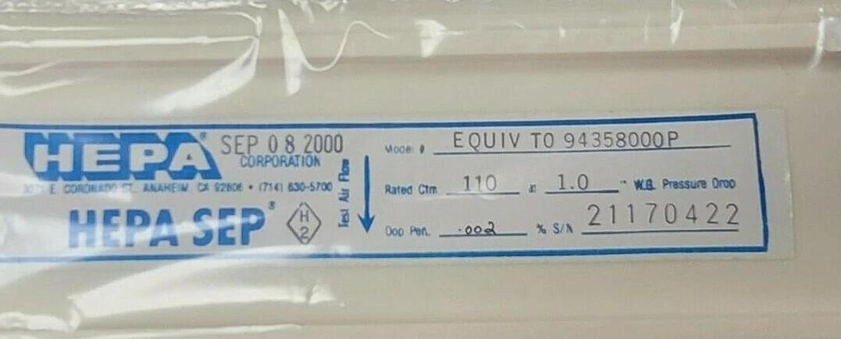 Used NIB HEPA 94358000 FILTER EQUIV TO 94358000P