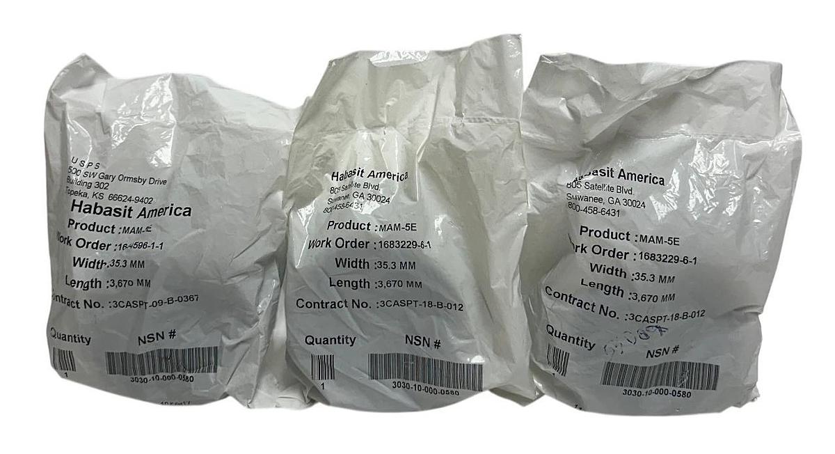 Used 3 HABASIT AMERICA MAM-5E / MAM5E CONVEYOR BELTS W: 35.3mm L: 3,670mm NSFS