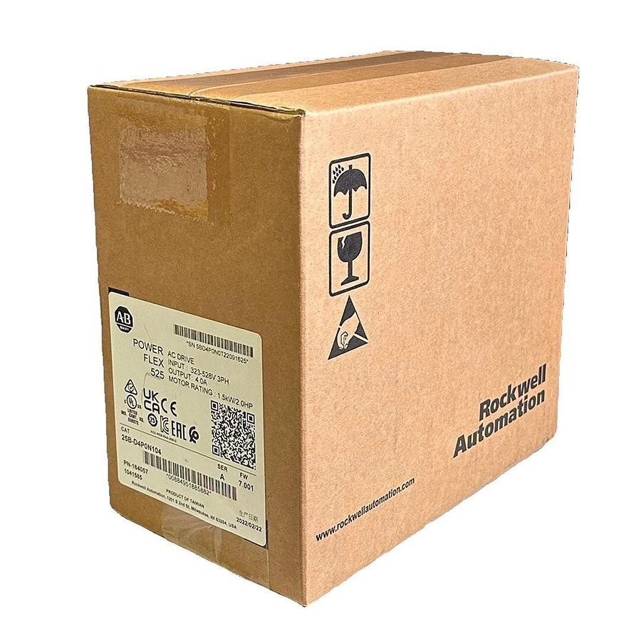 Used ALLEN BRADLEY 25B-D4P0N104 /A PowerFlex 525 AC DRIVE 1.5kW/2.0HP 480V 2022 NSFS 884951885882