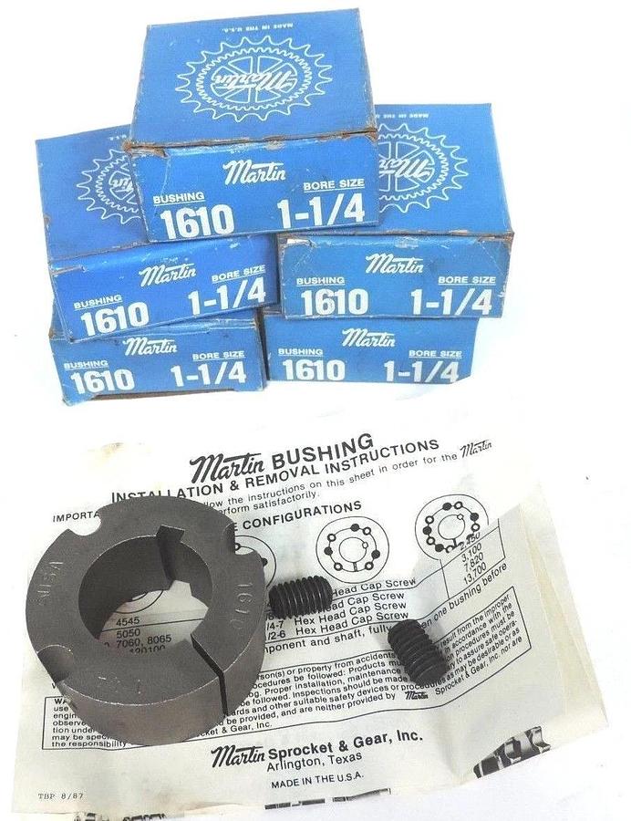 Used LOT OF 5 NIB MARTIN 1610-1-1/4 BUSHINGS 1610114 1-1/4IN-BORE 1/4X1/8IN-KW