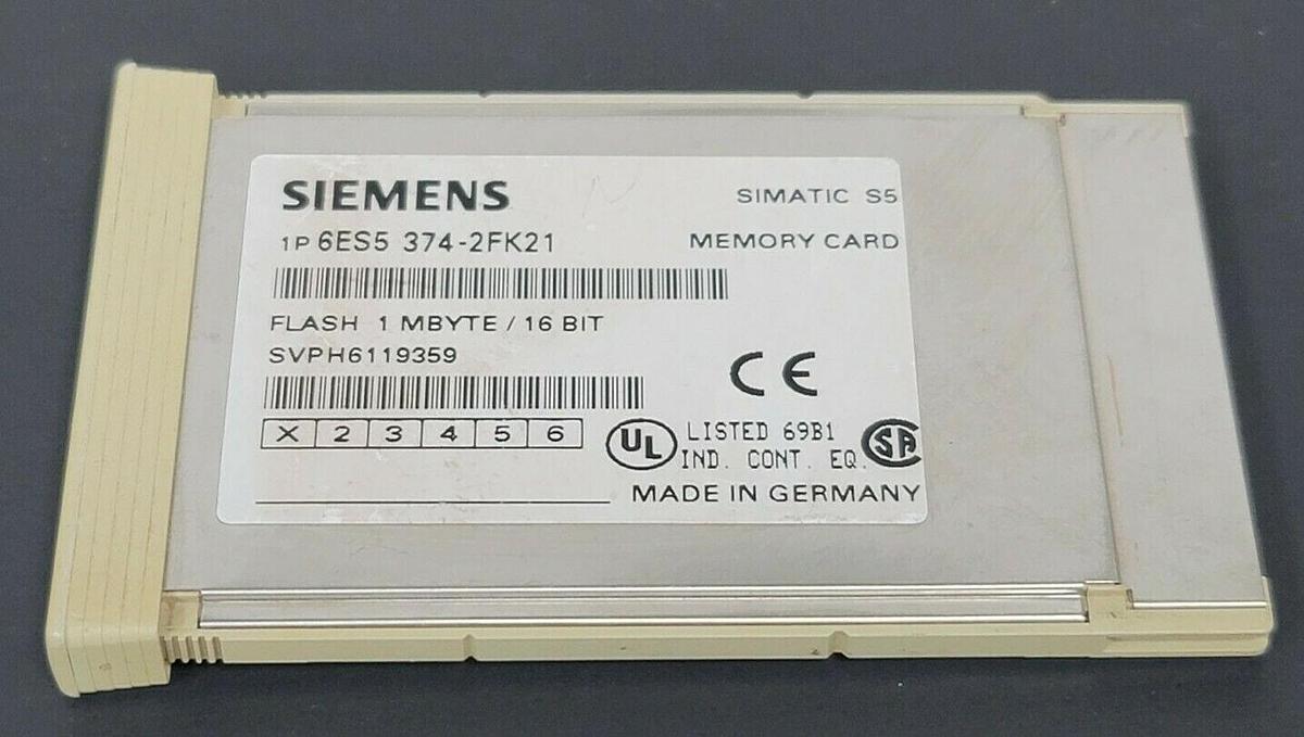 Used SIEMENS 6ES5-374-2FK21 SIMATIC S5 MEMORY CARD FLASH 1 MBYTE/16 BIT, 6ES53742FK21