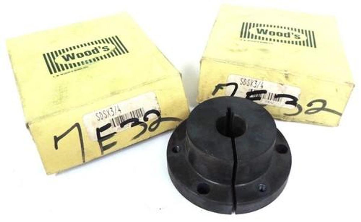 Used LOT OF 2 NEW WOODS SDSX3/4 SPLIT BORE BUSHINGS SDSX34