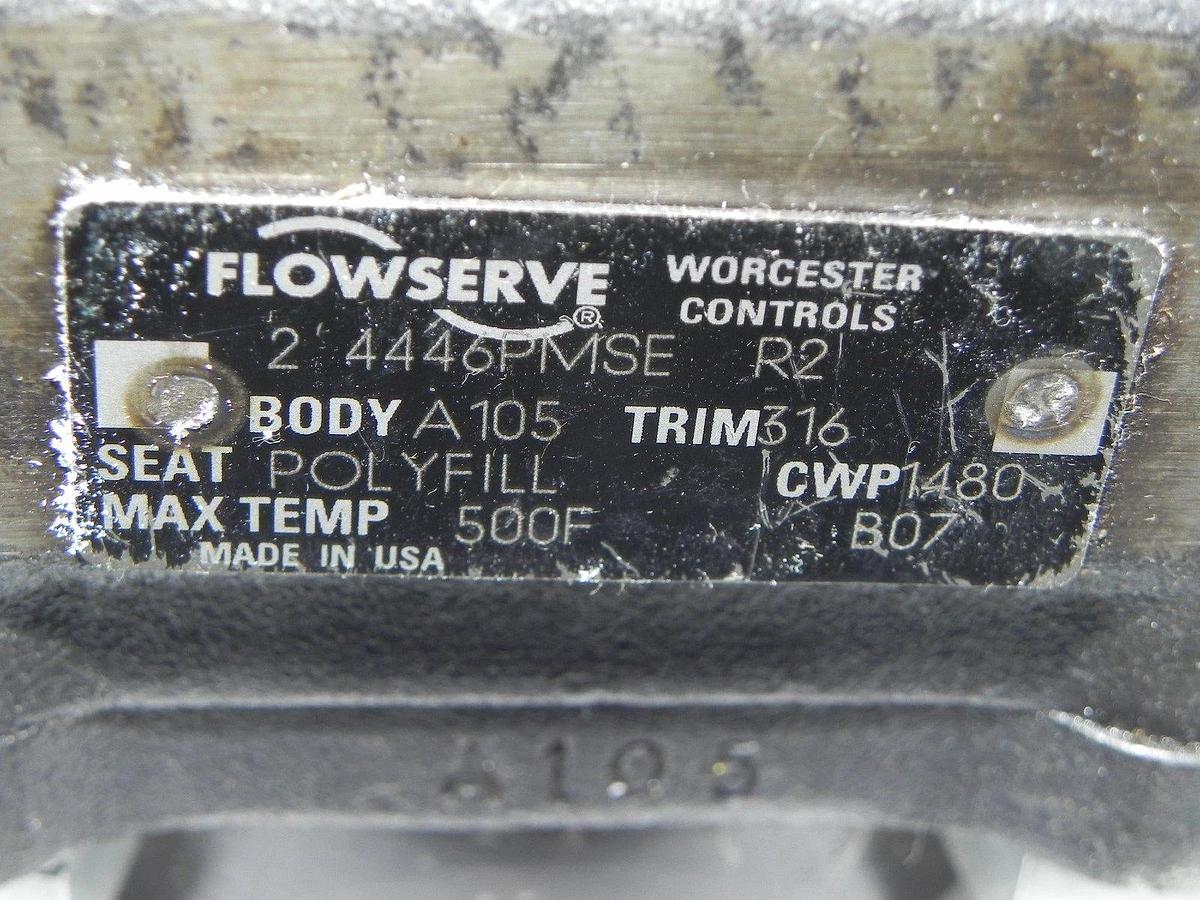 Used 2" FLOWSERVE 2-4446PMSE-R2 BALL VALVE BODY A105 TRIM 316 MAX TEMP:500F CWP1480