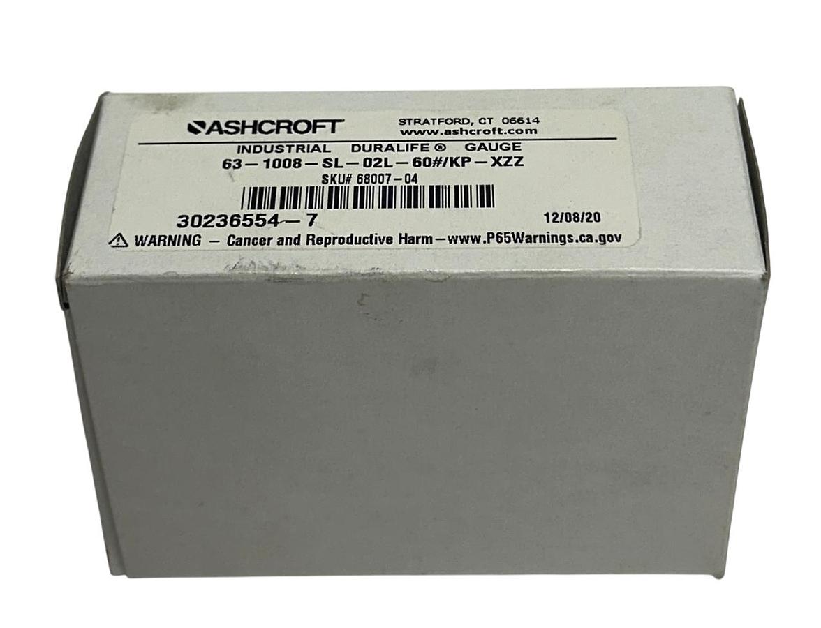 Used ASHCROFT 63-1008-SL-02L-60#/KP-XZZ / 68007-04 INDUSTRIAL DURALIFE GAUGE NSMP