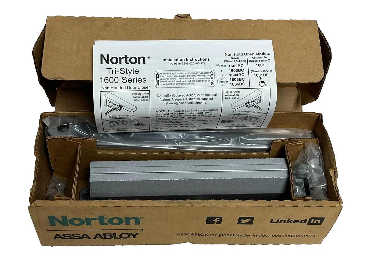 Norton ASSA ABLOY 1RM12 Tri-Style 1600 Series Non-Handed Door Closer New