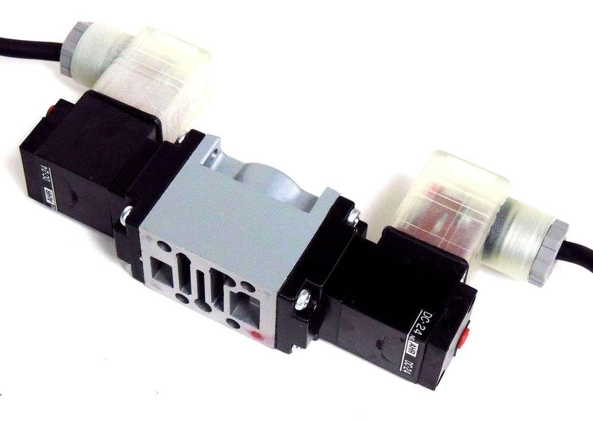 Used NIB KURODA PMD2406-NB-D24DP-Z SOLENOID VALVE HG, .2/.8MPA W/ AHR DC-24 COILS