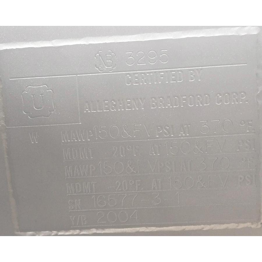 Used Allegheny Bradford HE01100 WF1 Heater SS Sanitary Shell & Tube Heat Exchanger