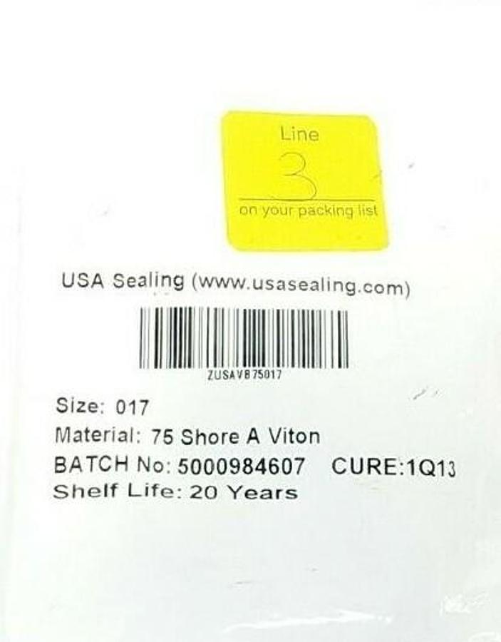 Used PACK OF 50 NEW USA SEALING ZUSAVB75017 O-RINGS, SIZE: 017, MAT: 75 SHORE A VITON