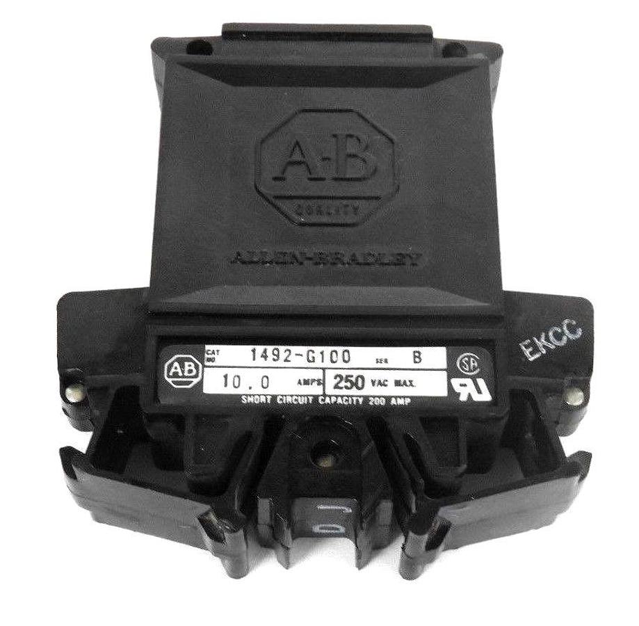 Used ALLEN BRADLEY 1492-G100 CIRCUIT BREAKER SERIES B, 10A, 250VAC, 1492G100