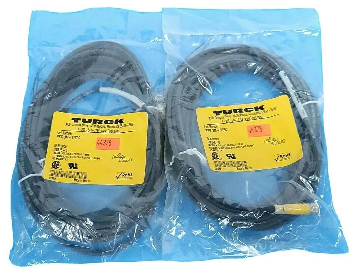 Used NEW TURCK PKG 3M-6/S90 MOLDED CORDSET PICOFAST SERIES IDENT. NO. U2515-6