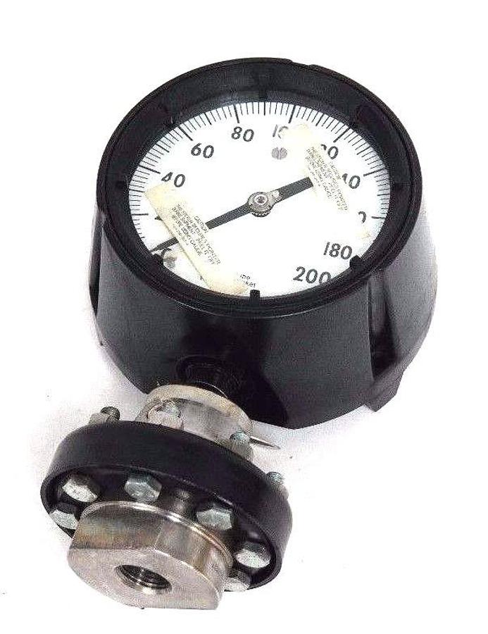 NIB ASHCROFT DURAGAUGE 0-200PSI TYPE: 101 DIAPH:S BK SIZE3/4" W/ A.I.S.I C12L13