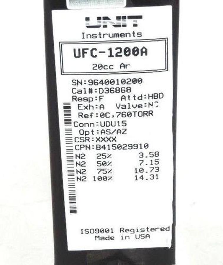 Used NIB UNIT INSTRUMENTS UFC-1200A MASS FLOW CONTROLLER 35 BAR MAX UFC1200A