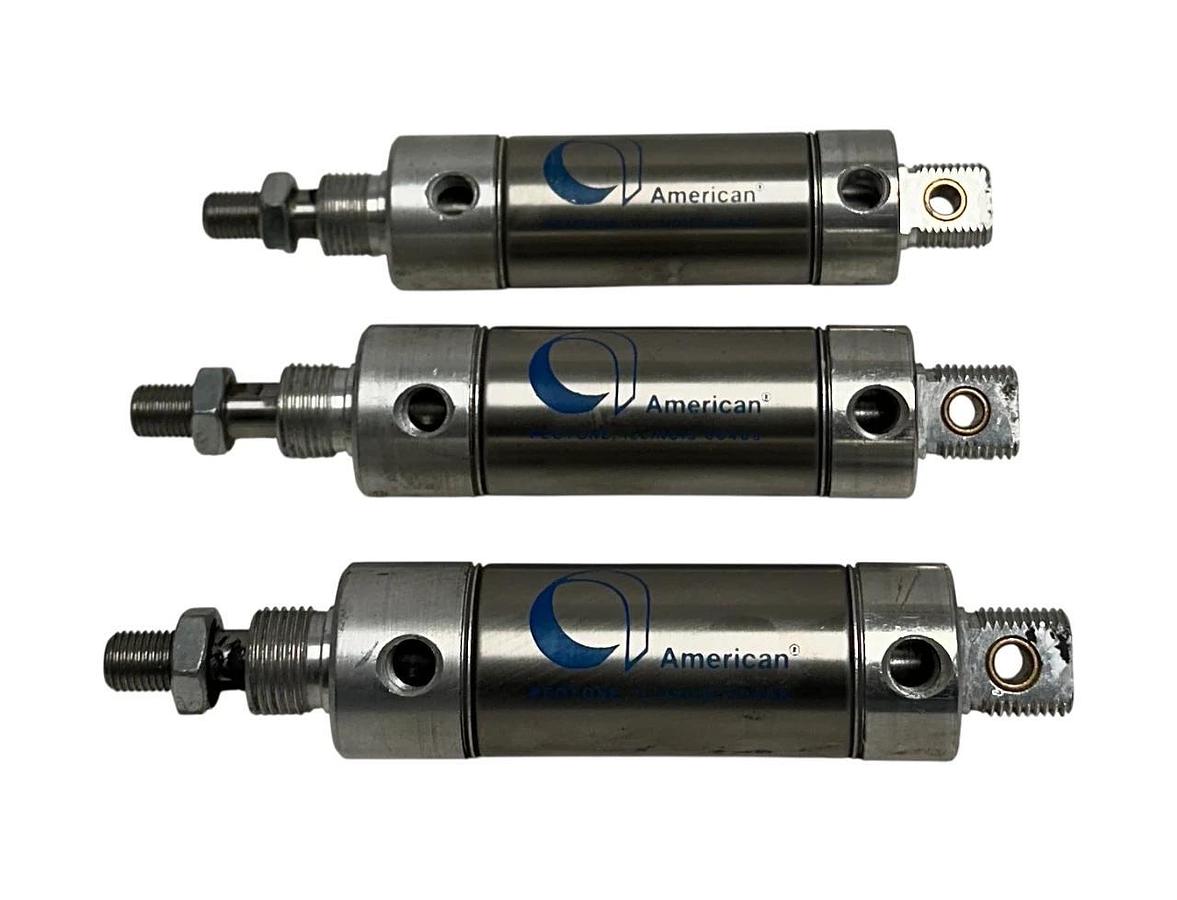 Used 3 AMERICAN 1250DVS-0.87-2-32 / 1250DVS087232 PNEUMATIC CYLINDERS SINGLE-ROD USNP