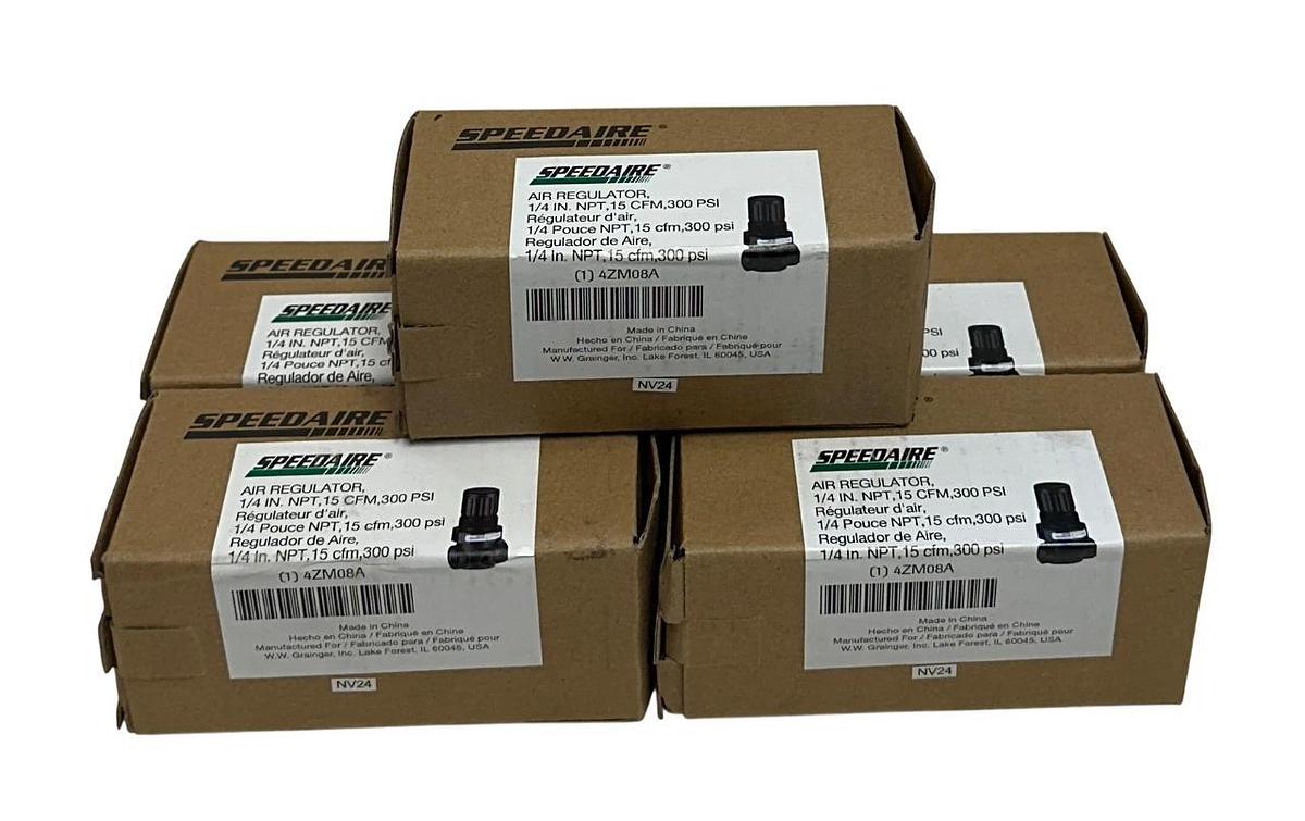 5 SPEEDAIRE 4ZM08A COMPRESSED AIR REGULATORS 1/4'' NPT 15CFM 300PSI OEM NSMP