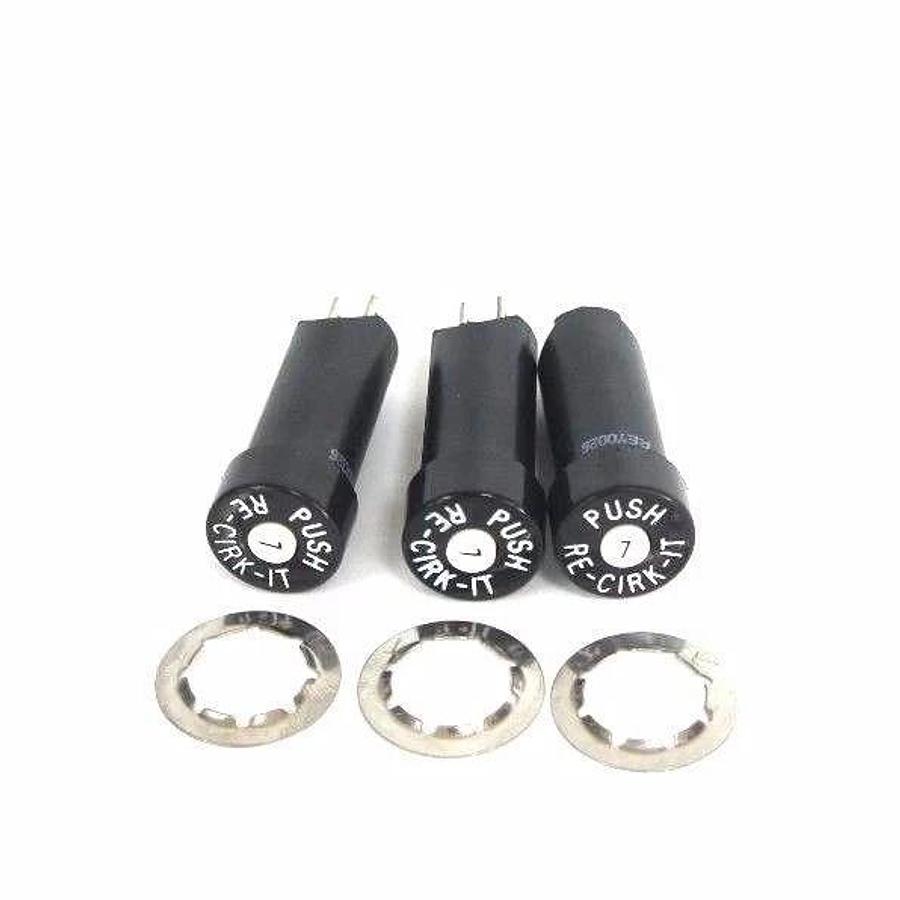 LOT OF 3 NEW EATON HEINEMANN KD1-7 CIRCUIT PROTECTORS, RE-CIRK-IT, 32VDC, 7A