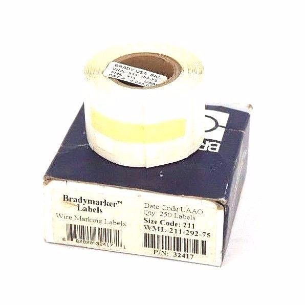 Used NIB BRADY WML-211-292-75 WIRE MARKING LABELS QTY 250, SIZE CODE 211, WML21129275