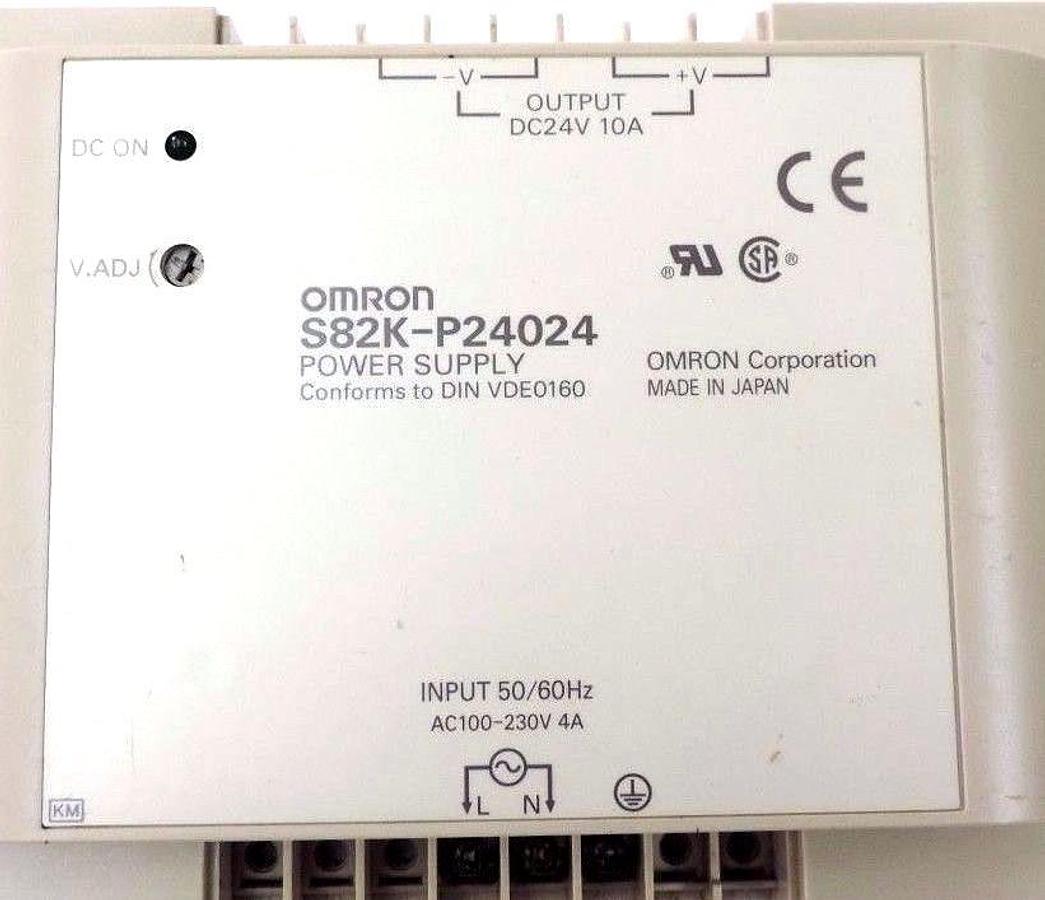 Used OMRON S82K-P24024 POWER SUPPLY 50/60HZ, 100/230VAC, 4A, 24VDC, S82KP24024