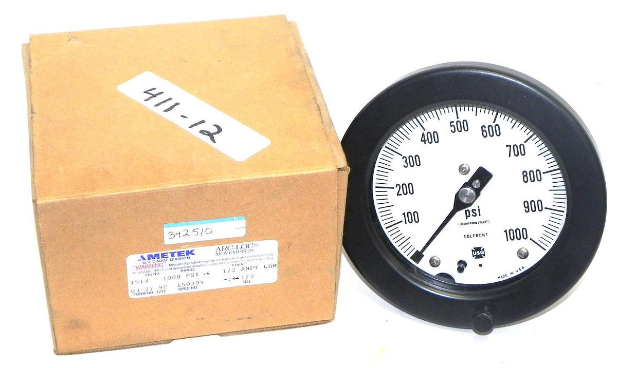Used NEW IN BOX AMETEK GAUGE FORM NO. 03-27-98 SPEC NO. 150399 FIG NO. 1913