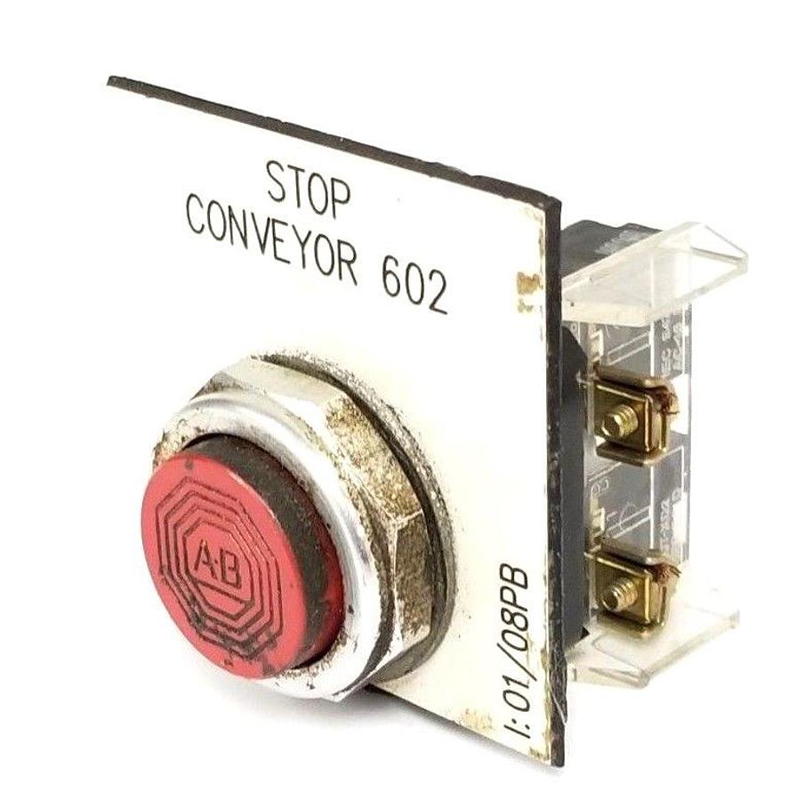 Used ALLEN BRADLEY 800T-B6 PUSHBUTTON 800TB6 SER. T W/ 800T-XD2 SER. D CONTACT