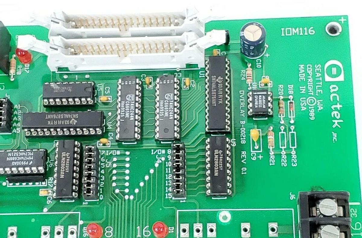 Used ACTEK INC. IOM-116 I/O CONTROL BOARD B-00218 REV. 0.1 B-00219 B-00220 IOM116