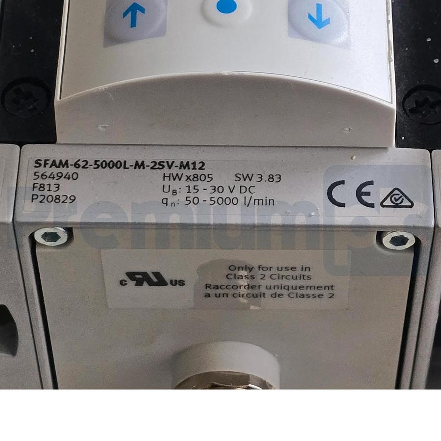 Used Festo SFAM-62-5000L-M-2SV-M12 | 564940 Flow Sensor w/MS6-FRM-1/2 Filter & 529853