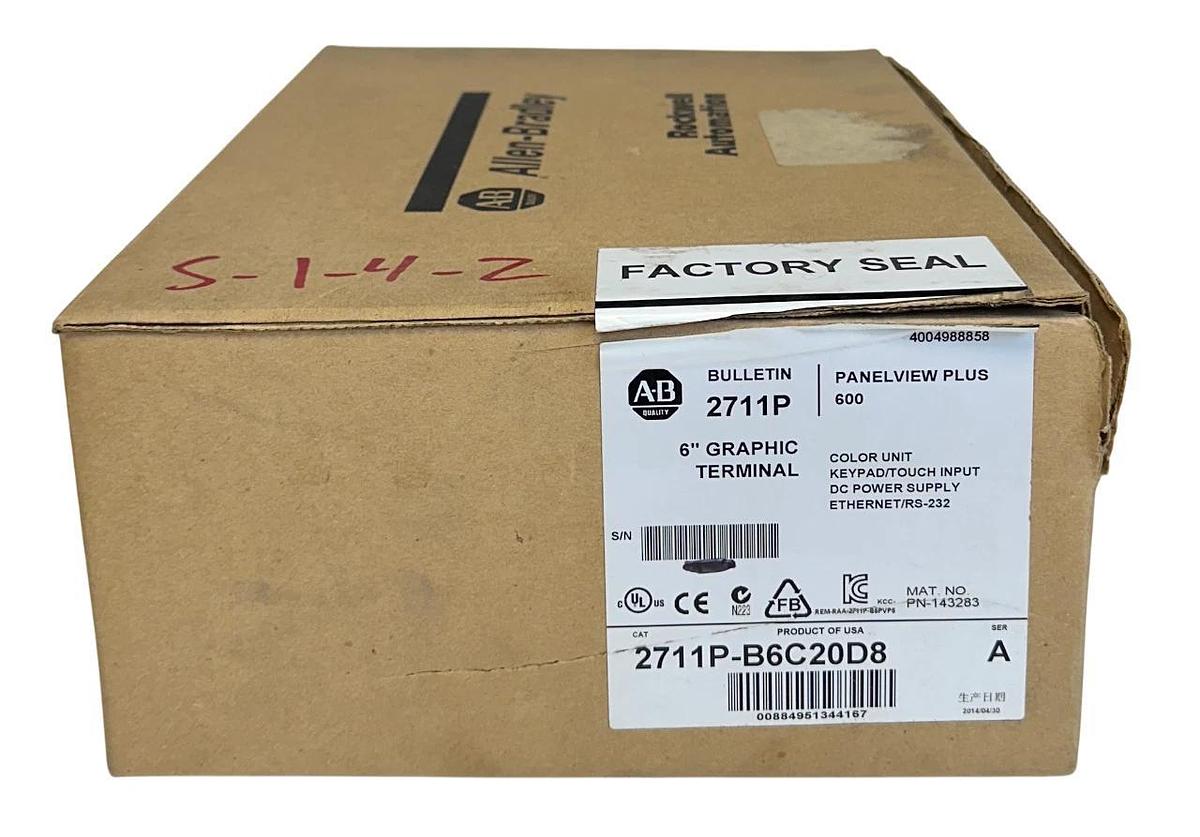 Used ALLEN BRADLEY 2711P-B6C20D8 /A PanelView Plus 600 KEY/TOUCH EtherNet 24VDC USNP