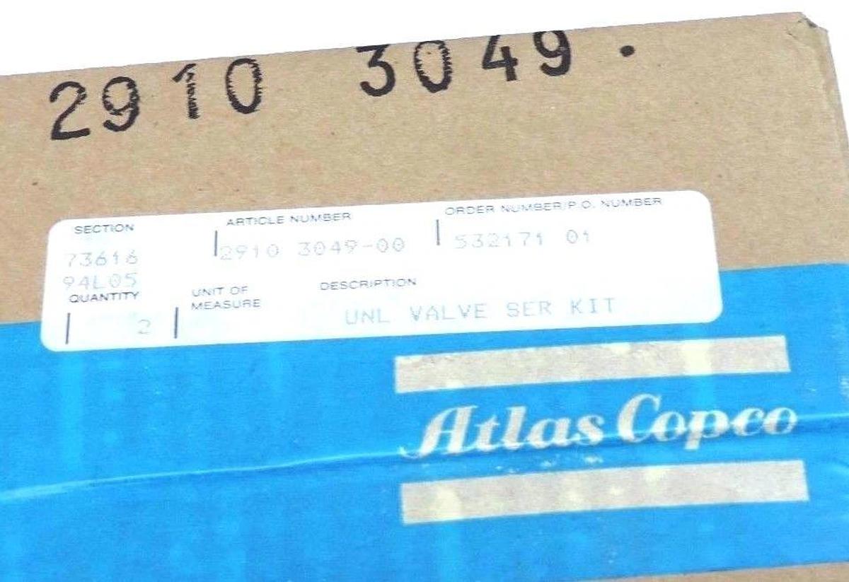 Used FACTORY SEALED ATLAS COPCO 2910 3049-00 UNL VALVE SERVICE KIT 2910304900
