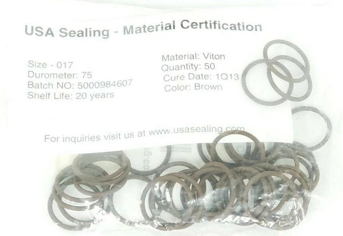 Used PACK OF 50 NEW USA SEALING ZUSAVB75017 O-RINGS, SIZE: 017, MAT: 75 SHORE A VITON