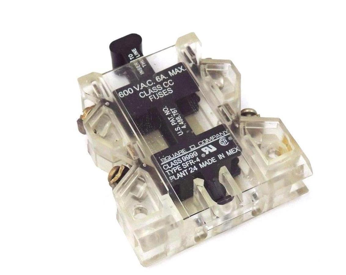 Used SQUARE D 9999-SFR4 CIRCUIT FUSE HOLDER 9999SFR4, 600 VAC 6A MAX CLASS CC FUSES