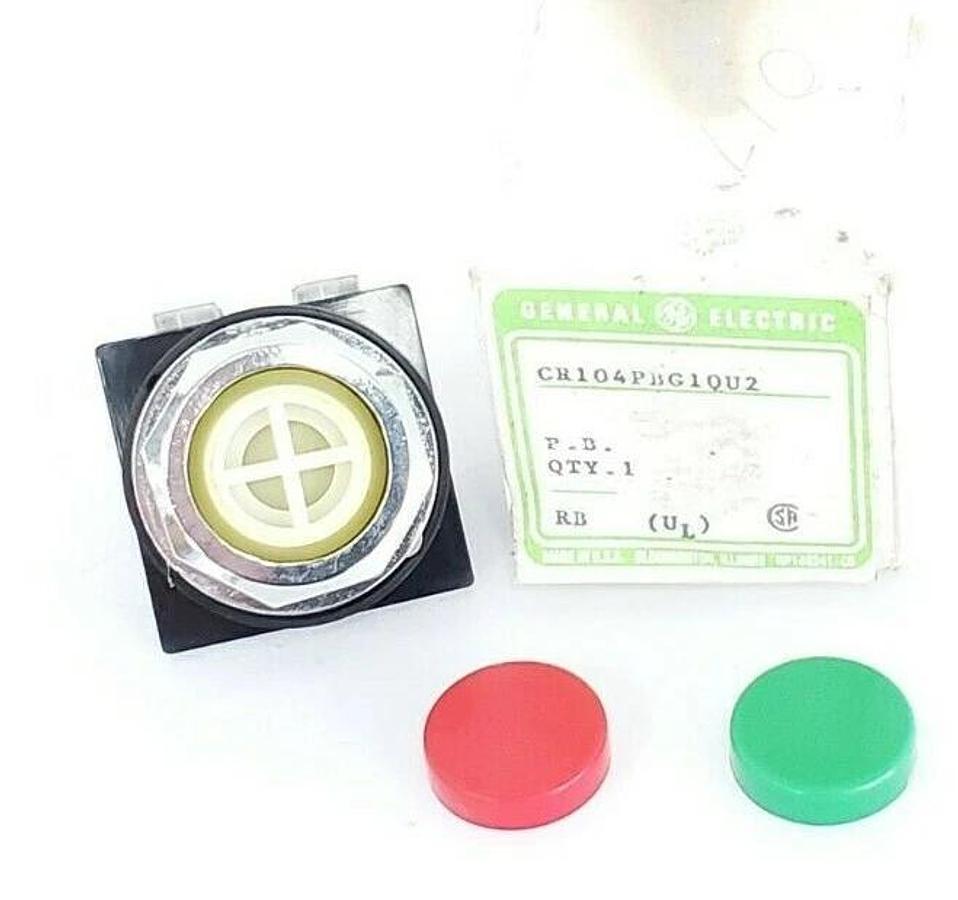 NIB NEW GENERAL ELECTRICS CR104PBG10U2 PUSHBUTTON CR104P W/ 2 LENS COLORS