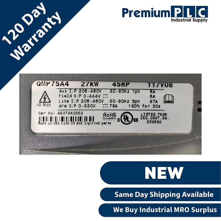 Used EMERSON CONTROL TECHNIQUES QMP75A4 Quantum MP DC Drive 75A 45HP 208-480V NSMP