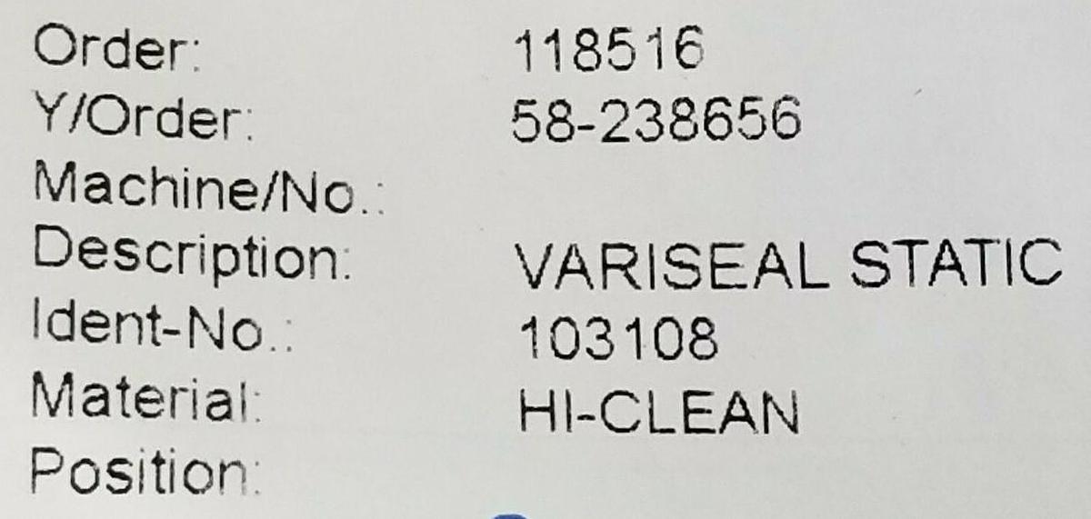 Used NEW VARISEAL STATIC 103108 HI-CLEAN SEAL