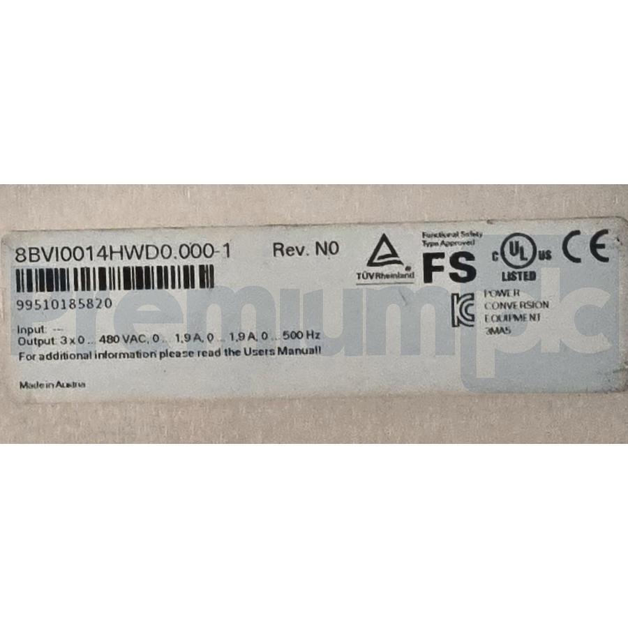 Used B&R 8BVI0014HWD0.000-1 ACOPOSmulti 2-Axis Inverter Module Servo Drive 1.9A XLNT