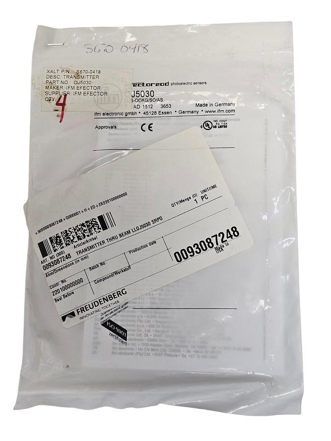 Used NEW IFM EFECTOR OJS-OOKG/SO/AS THROUGH-BEAM SENSOR TRANSMITTER OJ5030